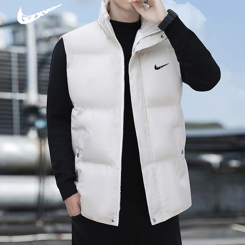 Men's Winter Thickened Cotton Vest Jacket 2025 New Style Sleeveless Stand Collar Loose Warm Casual Vest