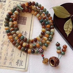 敦煌多宝風化菩提ブレスレット 108 福ロック彫刻蓮香炉アクセサリー菩提根仏ビーズブレスレット