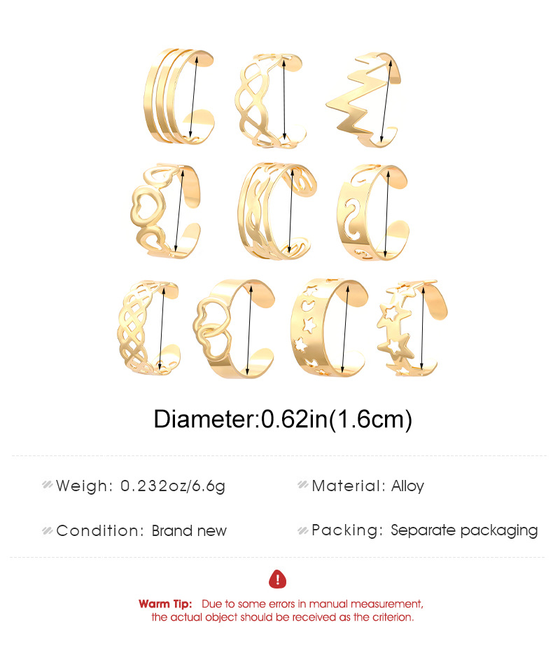10g Weight Wholesale Jewelry Simple Style Classic Style Geometric Star Heart Shape Alloy Toe Rings