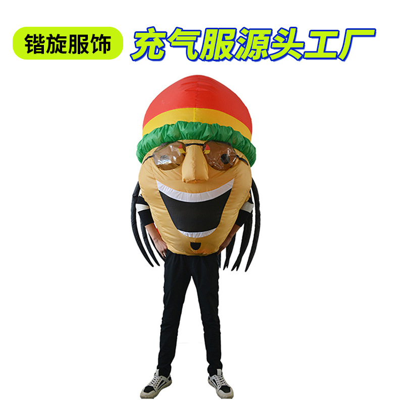 Halloween New Cosplay Doll Jamaican Inflatable Costume Game Idol Singer Sunglasses Glasses