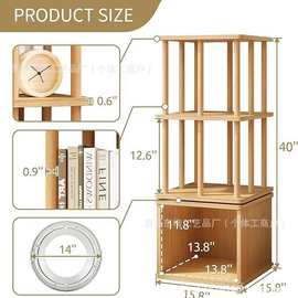 木制书架方形旋转书柜储物架客厅书房展示架书籍杂志收纳架