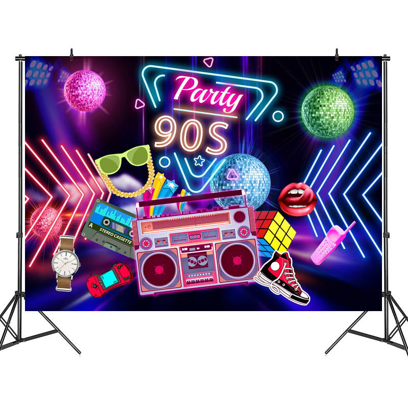 Nuevo 90s hip hop tela de fondo de graffiti pared de ladrillo de nuevo a la decoración del Partido de los 90 Amazon transfronteriza fabricantes