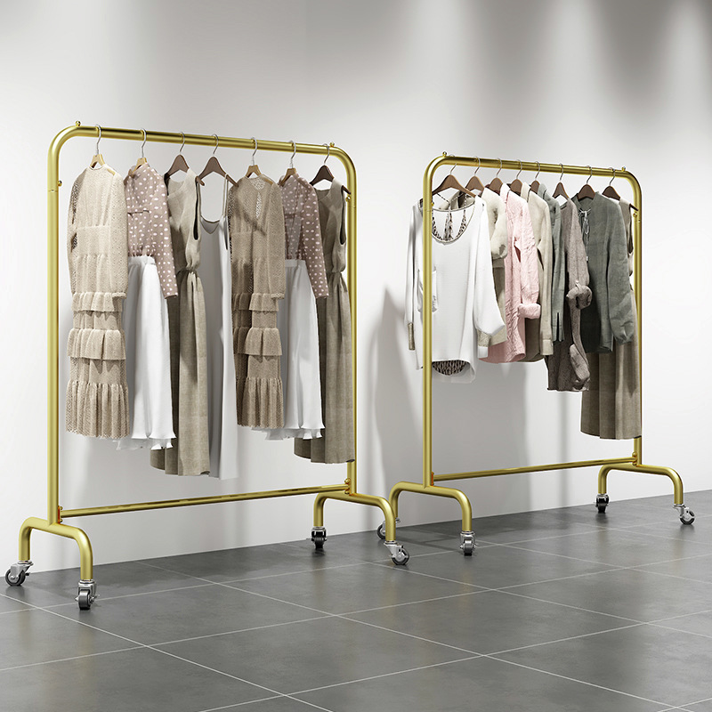 Live broadcast room clothes display rack bold gantry floor-standing women's clothing store display rack vertical rack island rack with wheels