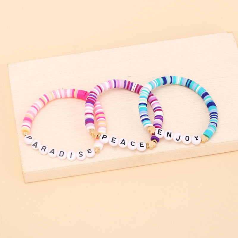 Conjunto De Combinación De Pulsera De Color Suave De Cerámica Con Alfabeto Inglés Para Mamá display picture 14