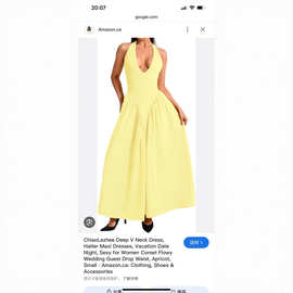 womenhalterdress欧美2025挂脖V领纯色连衣裙收腰礼服长裙显瘦