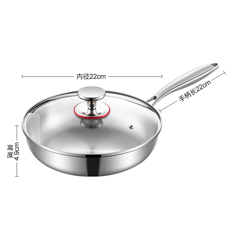 [뚜껑 포함] 22cm 엣지컷 코팅되지 않은 붙지 않는 프라이팬