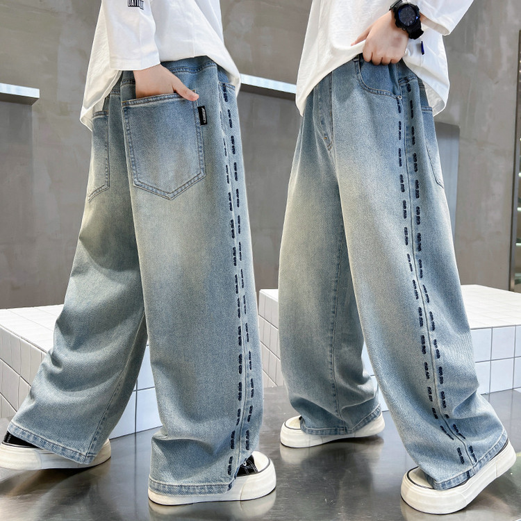 QX7210 Hellblaue Denim-Prinzessinnenhose Neue europäische und amerikanische Jeans für Kinder_voghion.com