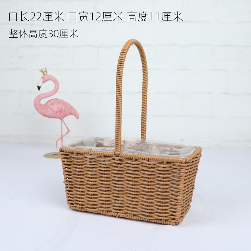 Cestas de flores de caña tejidas a mano canasta de mano pastoral creativa Qixi Festival de caña floral decorativa canasta huevo