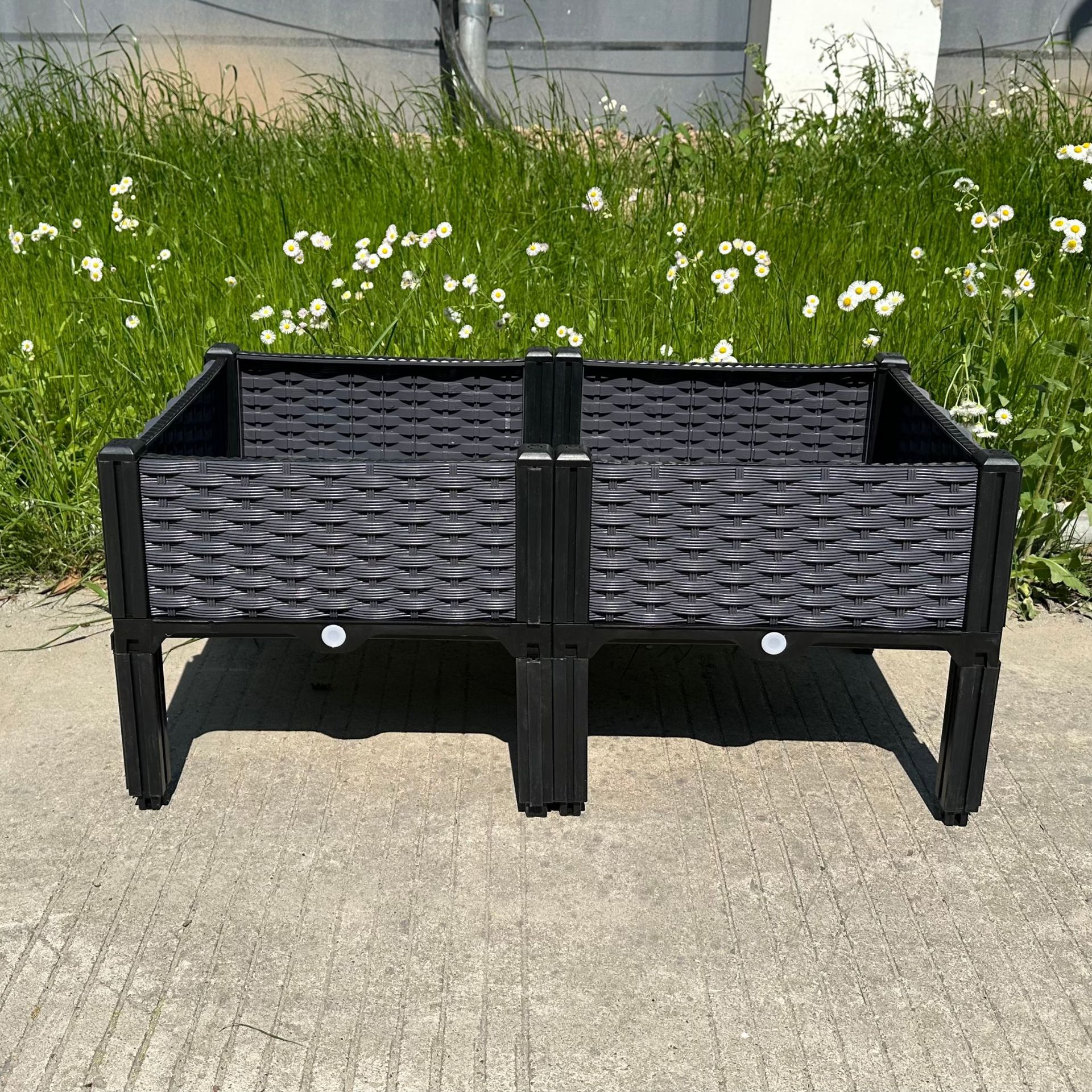 Caja de plantación multifuncional engrosada maceta rectangular combinada de plástico de resina olla vegetal balcón caja de flores larga