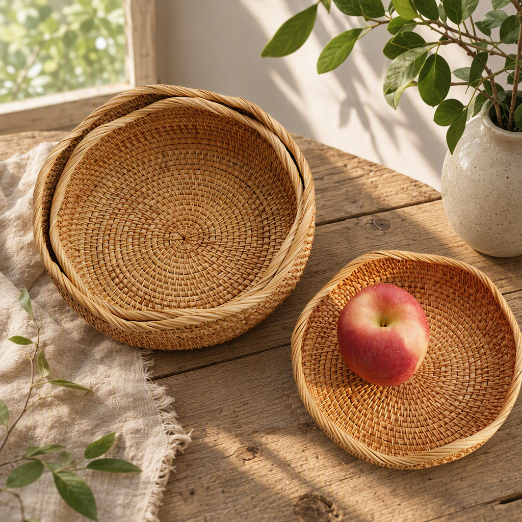 Cesta de Ratán para Frutas Hecha a Mano para Sala de Estar image 1