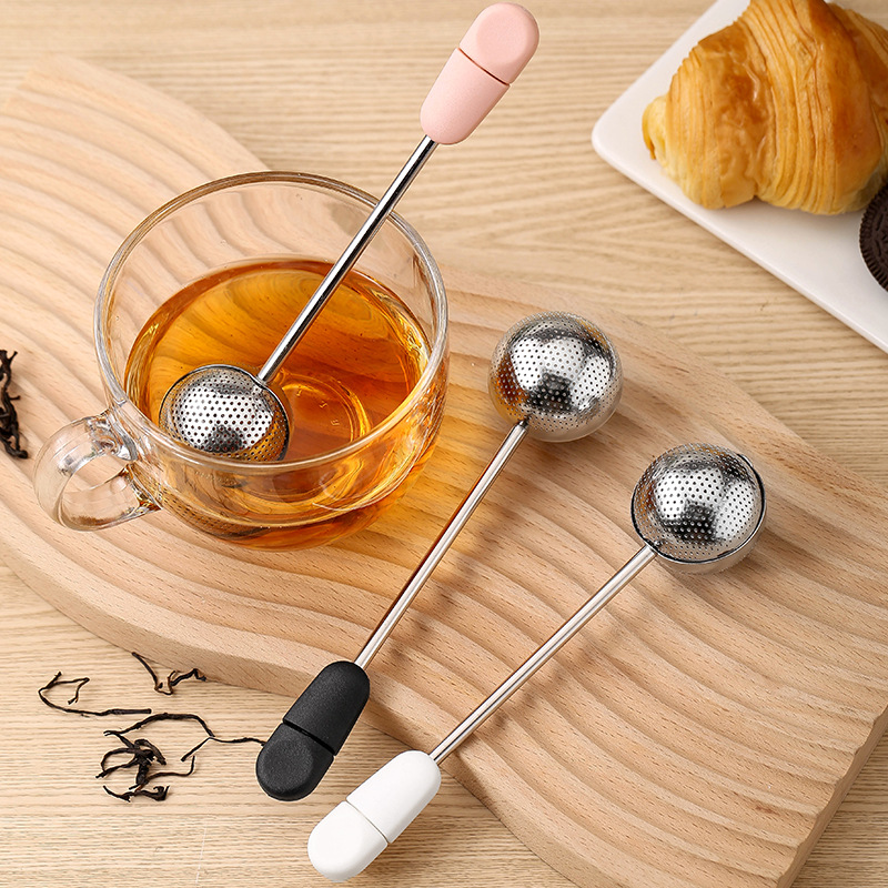 Rotary colador de Té residuo de té fabricante creativo colador de té agujero de doble cara colador de té prensa colador de té condimento bola