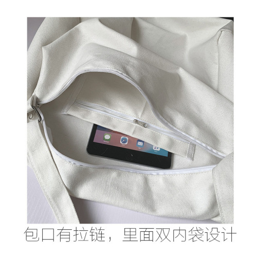 New black lazy style canvas bag crossbody male and female students large capacity simple and versatile canvas bag