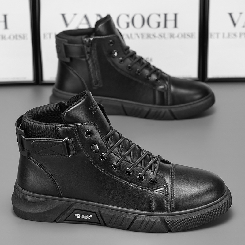 Zapatos de otoño para hombres nuevas botas Martin de alta gama para hombres tendencias de Botas de cuero casuales 100 zapatos de algodón retro británicos para hombres