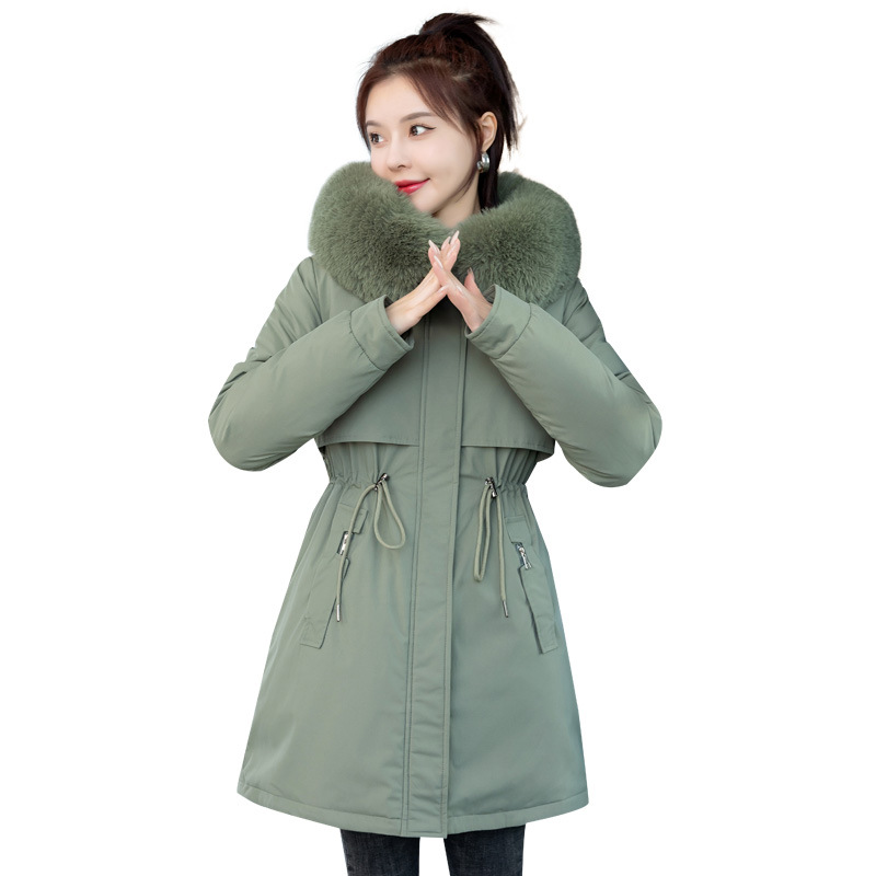 Capa de algodón femenina larga estilo coreano suelta de pluma de tamaño grande en invierno 2023 nuevo estilo para superar la chaqueta de algodón image 6