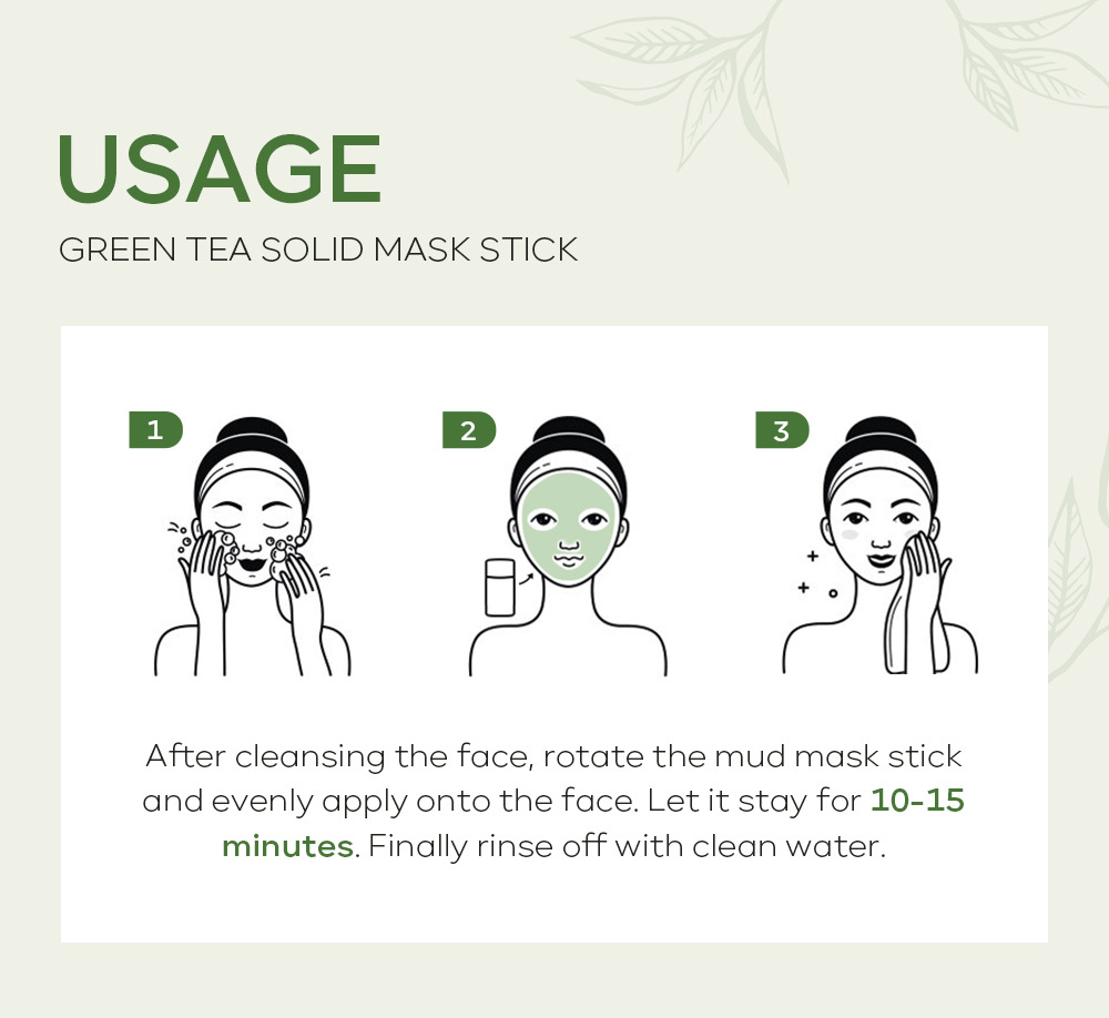 Cross-border QUIYUM Green Tea Solid Mask Stick 40g Hydrating and moisturizing smearing mud Mask manufacturer in stock wholesale undefined