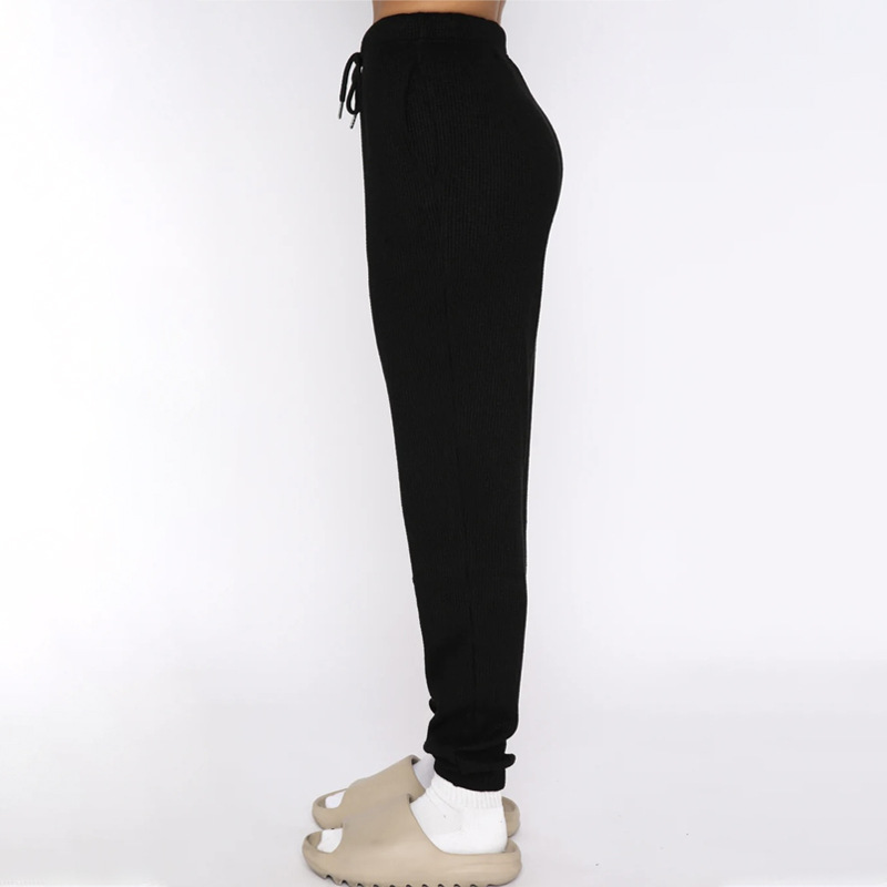 Spring Summer Solid Color Waffle round Neck Short Sleeve Women Clothing Casual Trousers Sets 45 Spring Summer Solid Color Waffle round Neck Short Sleeve Women Clothing Casual Trousers Sets