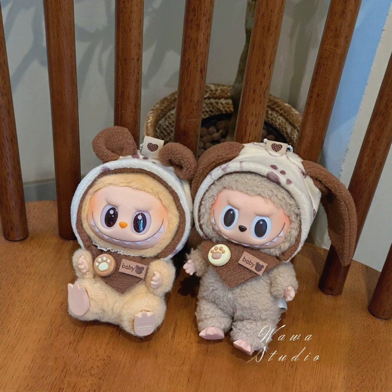 マカロン 10Labubu ビニール服ブラインドボックス 15 センチメートル綿人形ぬいぐるみラブ人形 20 着替えベビー服|undefined