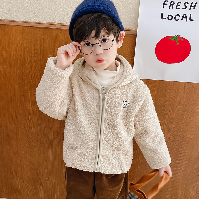 Otoño e Invierno nuevos niños abrigo de lana de doble cara de moda abrigo de estudiante de escuela primaria niños medianos y pequeños abrigo de lana polar