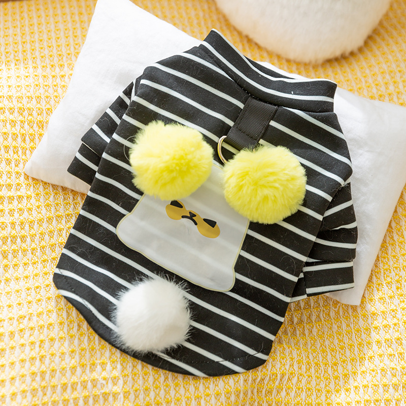 Otoño y invierno perros peluche orejas de cachorro rayas perros suéter gatos perros pequeños y medianos adorables mascotas ropa de perro