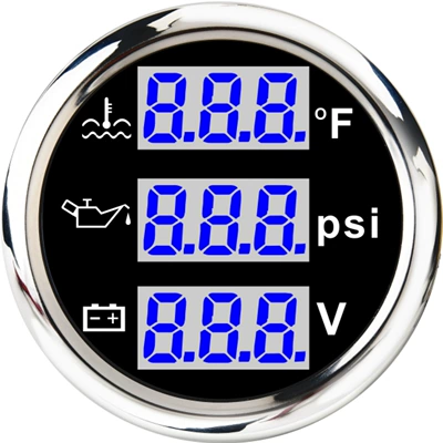 automobile instrument, Engine Oil Pressure Gauge - cx6187-blue-psi-black-plate-silver-cover