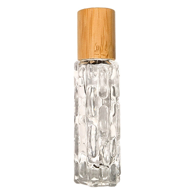 En stock al por mayor 10ml cubierta de bambú botella de bola de acero Bola de aluminio tapa electroquímica de aceite esencial sub-botella vacía