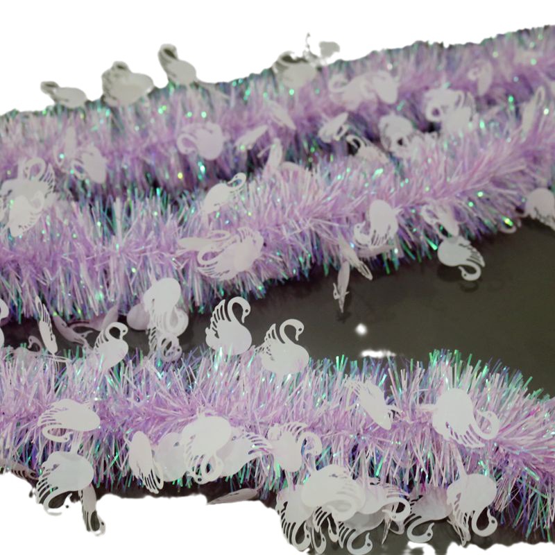 Transfronterizo nuevo 2 M fluorescente colorido Cisne mariposa rayas de colores FESTIVAL DE Navidad celebración diseño rayas de lana Guirnalda