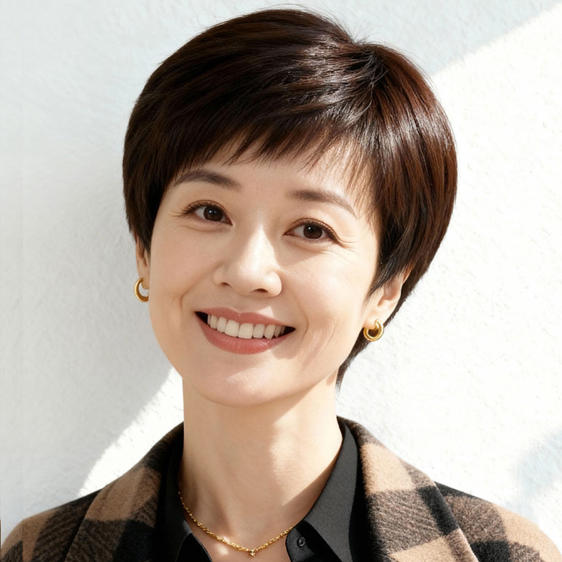 Full Head Wig for Women with Short Hair, Suitable for Middle-Aged and Elderly Ladies, Natural Full Real Hair Wig, Direct Sales from the Manufacturer, Cross-Border