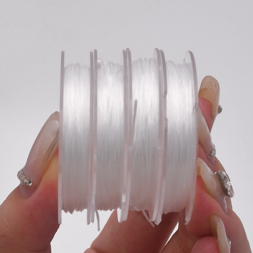 Eje pequeño transparente 0,8mm línea elástica línea plana línea elástica blanca línea de cuentas DIY línea elástica plana accesorios de joyería
