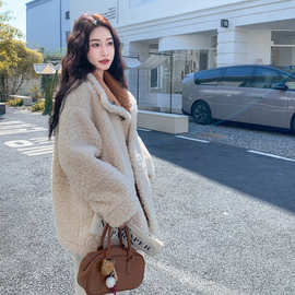 实拍美拉德两面穿皮毛一体羊羔毛外套女秋冬2026新款超好看高级感