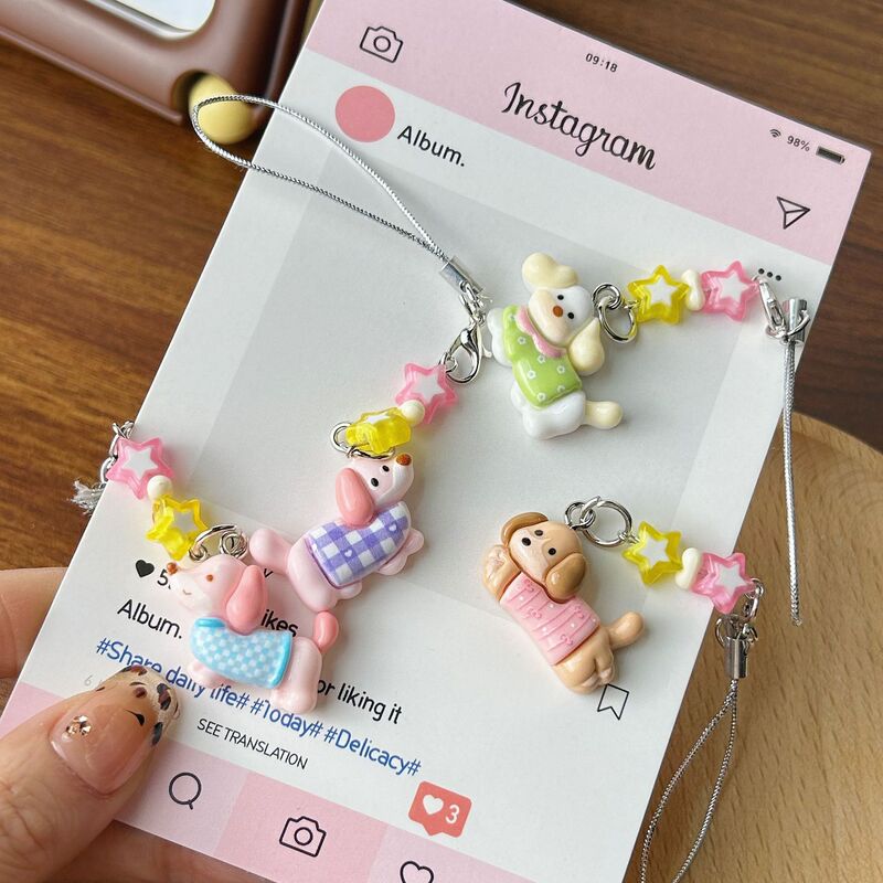 Cute Cartoon Dachshund Keychain Sweet Girl Phone Chain Dog Small Pendant ins High-value Girlfriend Gift