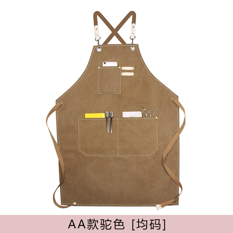 Amazon engrosada lienzo delantal logotipo personalizado leche té tienda bar chef peluquería guardapolvos delantal al por mayor