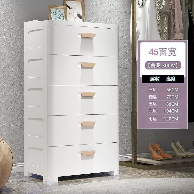 Thickened Drawer Storage Cabinet, Multi-Width Plastic Wardrobe, 3–7 Layers, Pastel & White Options