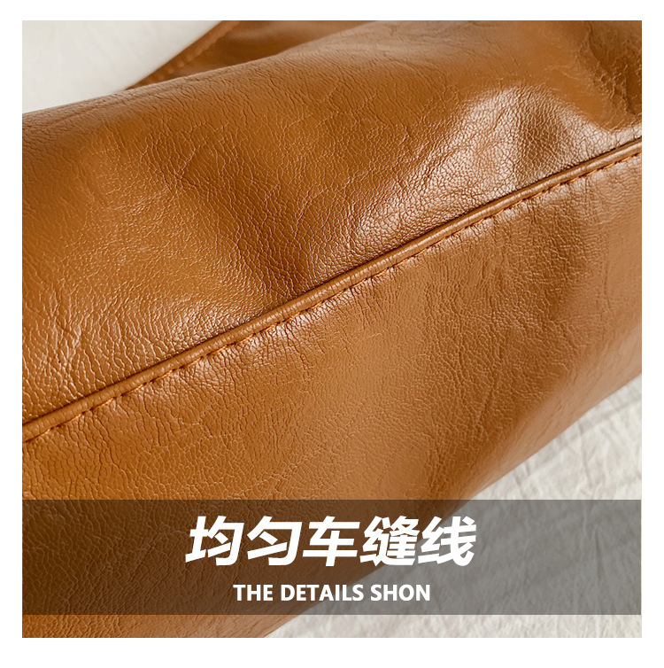 Large-capacity commuter bag for women, 2024 new style, fashionable and retro single-shoulder bag, casual and versatile, underarm tote soft leather bag undefined