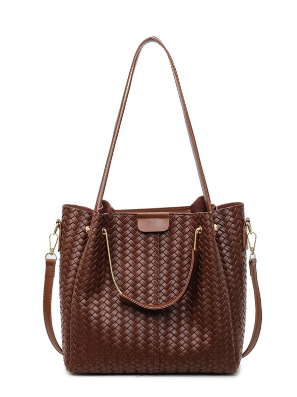 Bolso para mujeres 2025 nuevo retro transfronterizo viaje al trabajo bolso de cubo de alta sensación de tejido universal mochila de hombro
