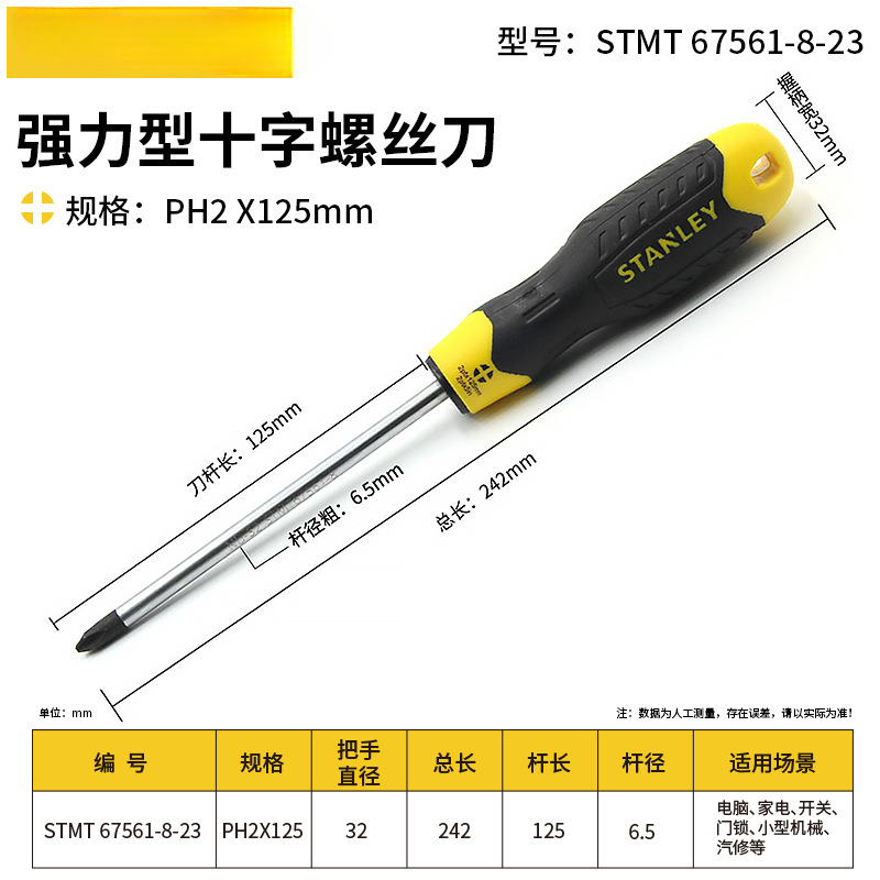 Stanley aluminio acero super duro cruzada destornillador conjunto de herramientas portátil doméstico desmontaje máquina de lote eléctrico