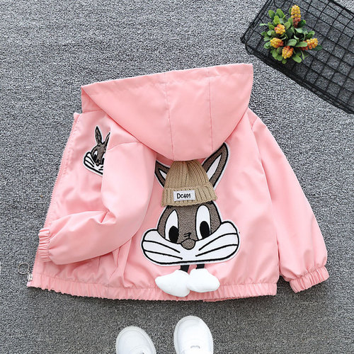 Girls Spring and Autumn Hooded Jacket 2024 New Children's Spring Clothes Little Boys Style Windbreaker Jackets Trendy Tops Korean Version