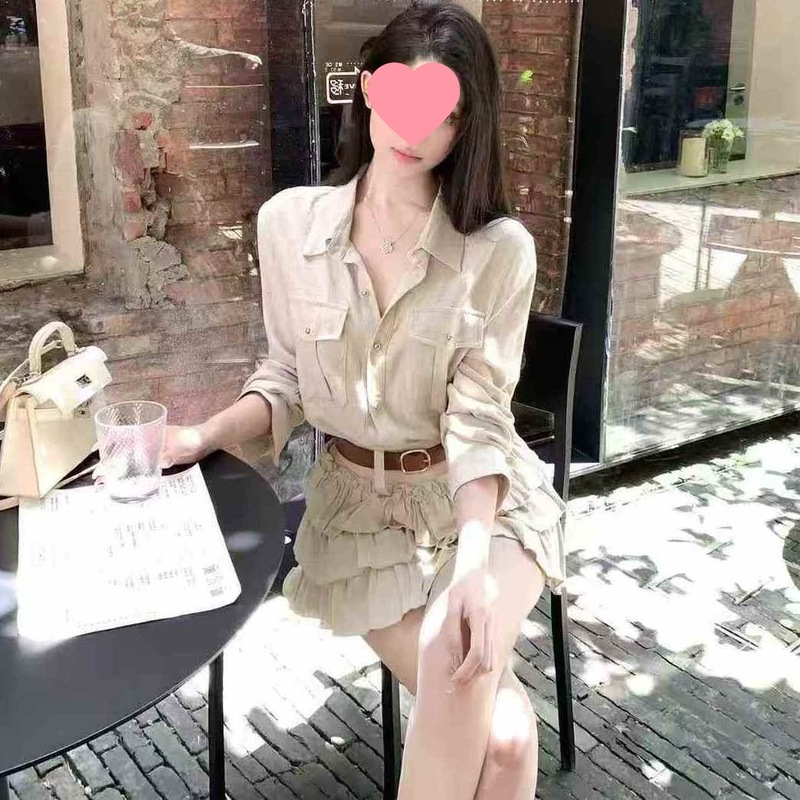 高级松弛感法式衬衫套装2025秋季气质收腰长袖衬衣蛋糕短裙两件套|undefined