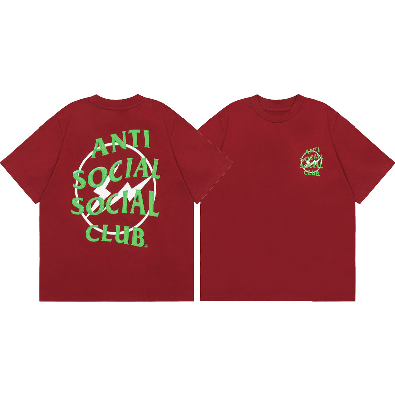 Versión correcta ASSC Club de dibujos animados relámpago impresión conjunta cuello redondo de los hombres Jersey pareja manga corta Camiseta moda