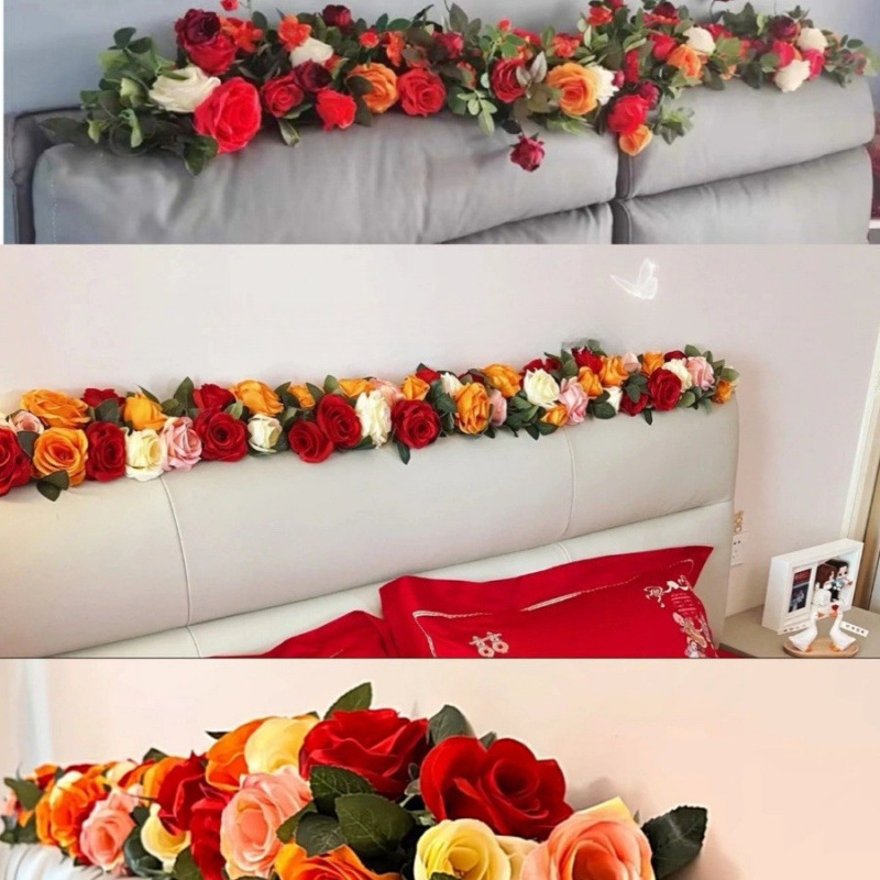 Bedside Flowers, Wedding Room Decoration, Decorative Flower Vines, Flower Arrangements, New House Bedroom Sofa, Wedding Artificial Flower Vines