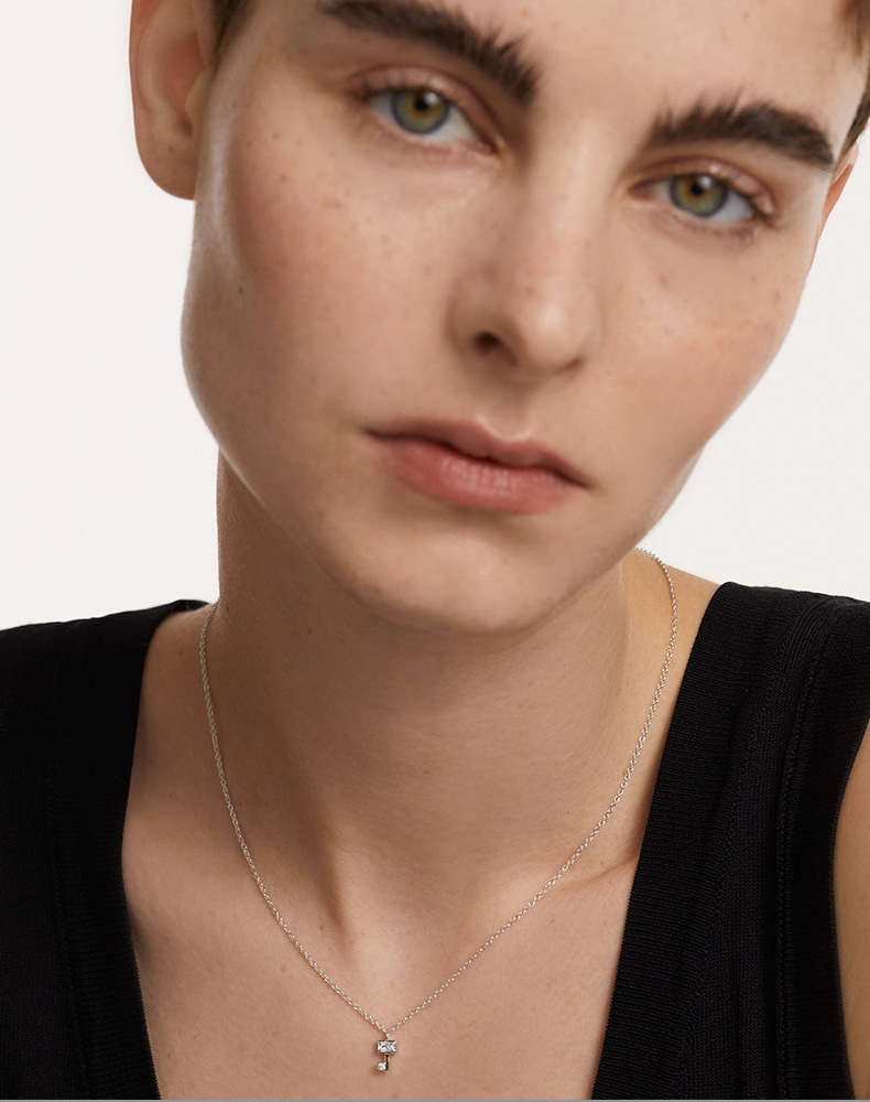 5g Weight 925 Sterling Silver Pendant Material Zircon Inlay Material Pendant Necklace Classification cable chain Chain Type 1 Piece Quantity Daily Occasion 925 Sterling Silver Material Heart Shape, Key, Lock Pattern Couple Gender Simple Style Style Plating, Inlay Craft 925 Sterling Silver Zircon Cable Chain Plating Inlay Heart Shape Key Lock Pendant Necklace 2