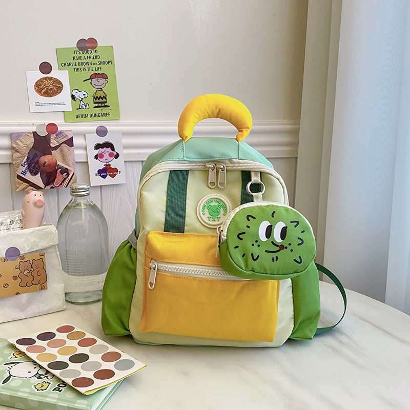 Mochila de jardín de infantes coreana, mochila pequeña para niños y niñas, 3-6 años, 9 mochilas para bebés, mochila de color de contraste de dopamina