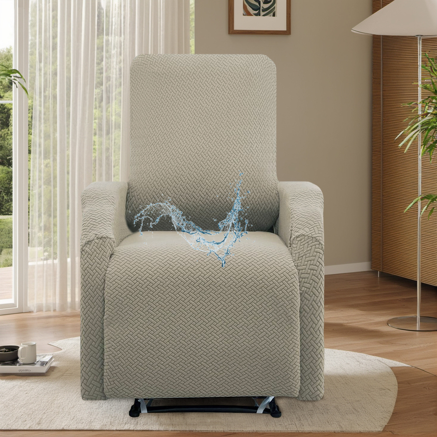 Jacquard transfronterizo T a prueba de agua estriado pequeño Chivas sofá cubierta elástica de color sólido cubierta de sillón de masaje para una persona