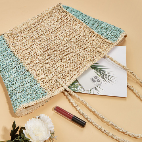  Summer Small Fresh Shoulder Woven Bag Pastoral Style Straw Bag Portable Seaside Vacation Beach Bag Casual Trend
