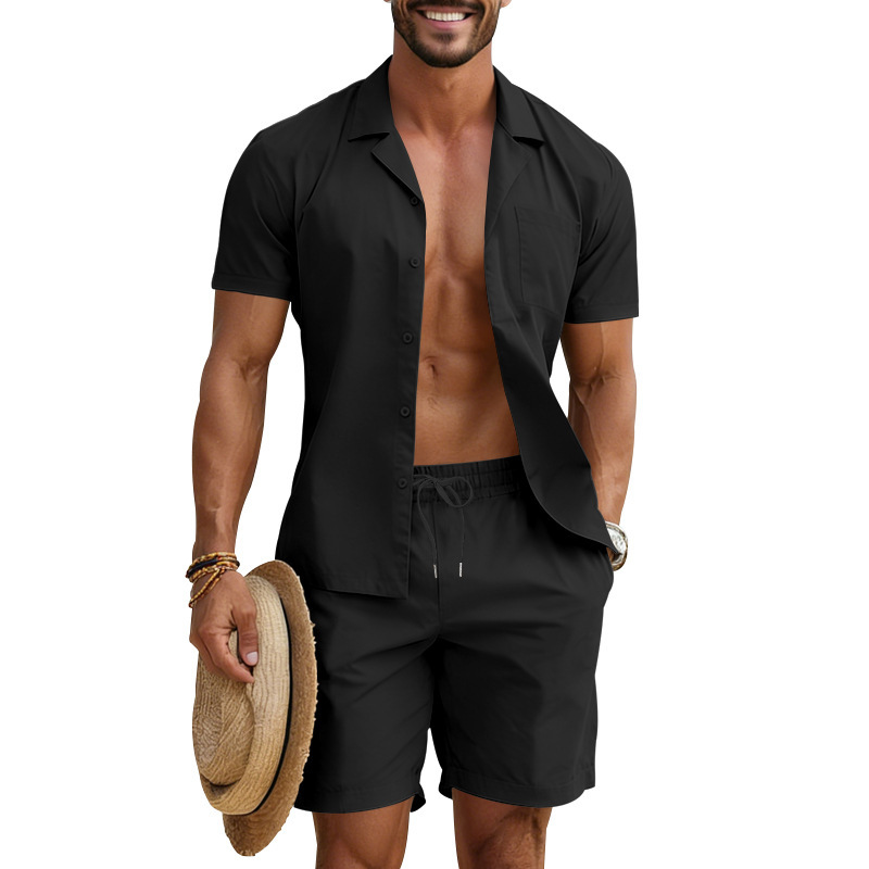 Men's Casual Summer Outfit Set | Loose Fit Beach Shirt & Shorts | Trendy Vacation Wear For Hot Weather_viptrois.com