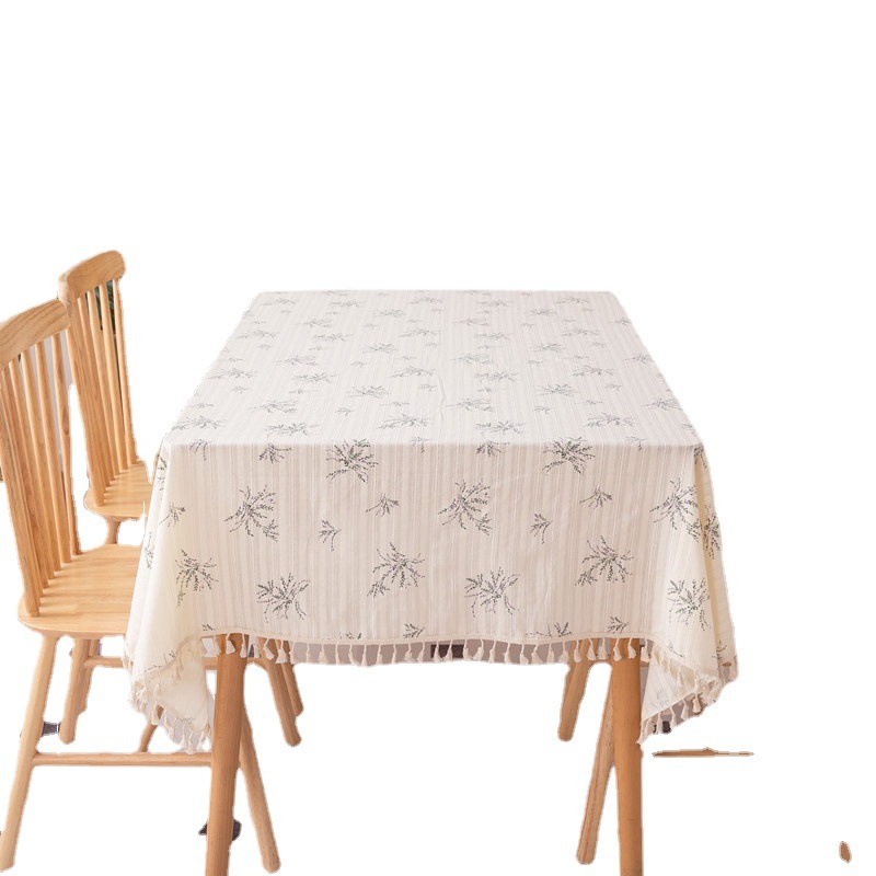Pastoral Style Fresh Simple All-cotton Jacquard Printed Cream-colored Sunflower Rectangular Tablecloth For Coffee And_voghion.com