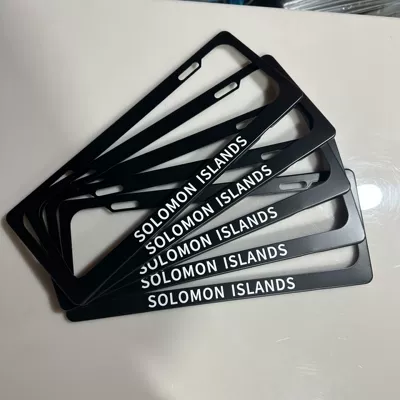 Solomon Islands Printed License Plate Frame Aluminum Alloy Narrow Edge Hollow Car License Plate Holder Foreign Trade Multi-Specification License Plate Frame (License plate holder/license plate holder) - black-custom
