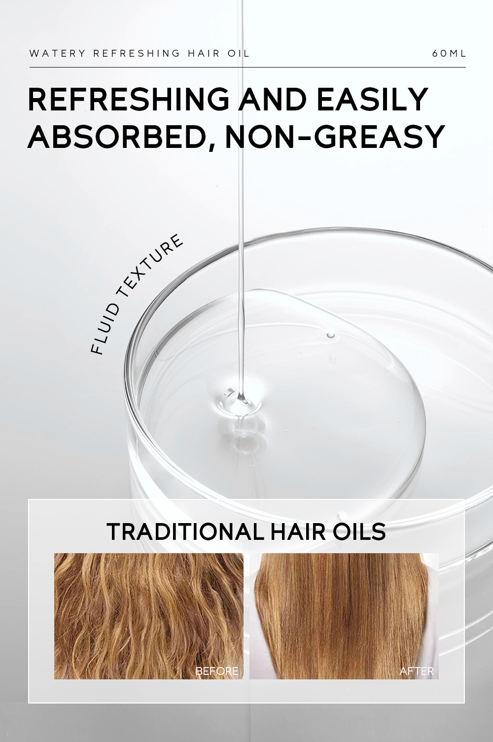 LAIKOU Watery Refreshing Hair Oil Water Refreshing hair essential oil 60ml in stock undefined