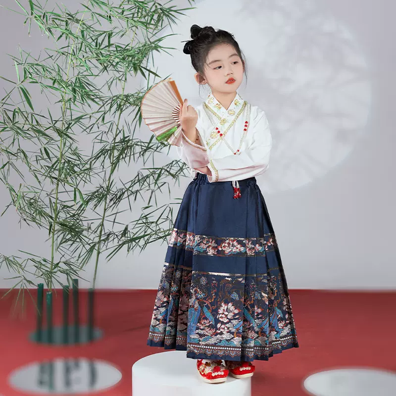 马面裙儿童套装秋冬明制改良中式半身裙两件套童装中国风汉服女童