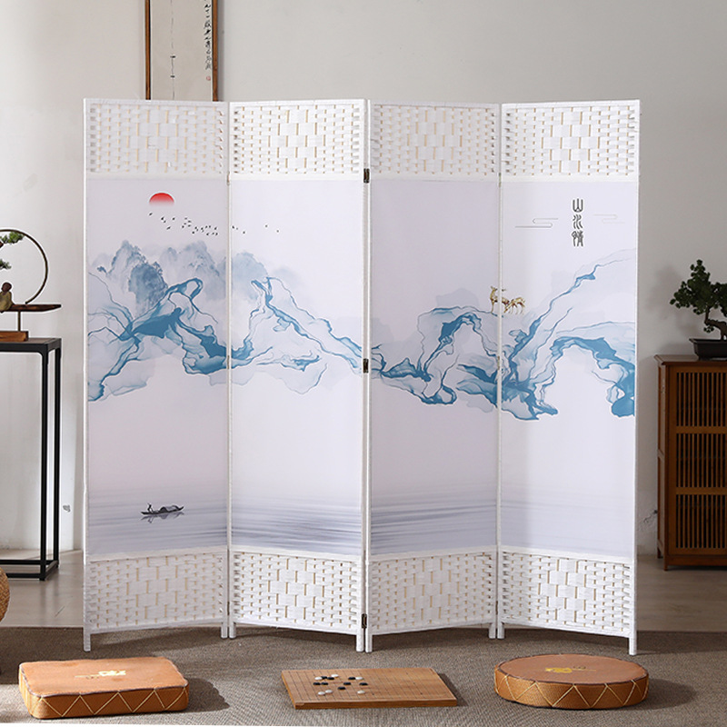 中国風のシンプルなスクリーンパーティション壁屏風リビングルーム寝室ブロッキングシンプルモダンな折りたたみモバイル布バリアホーム