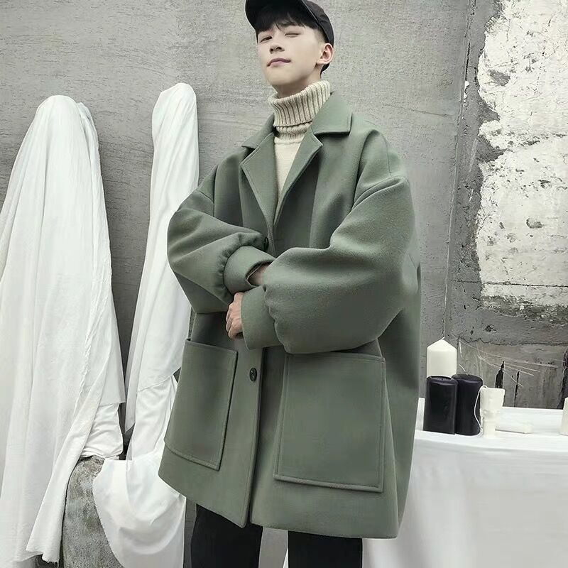 INS trench coat hombres abrigo de longitud media Otoño e Invierno estudiantes estilo coreano suelta moda guapo ropa de otoño hombres image 7